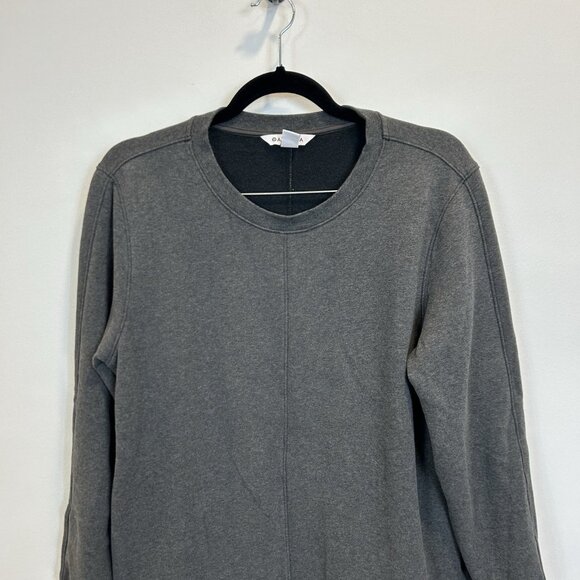 Athleta Retroplush Sweatshirt Medium Crewneck Gray Fleece Zip Pocket 982561 - Picture 2 of 10